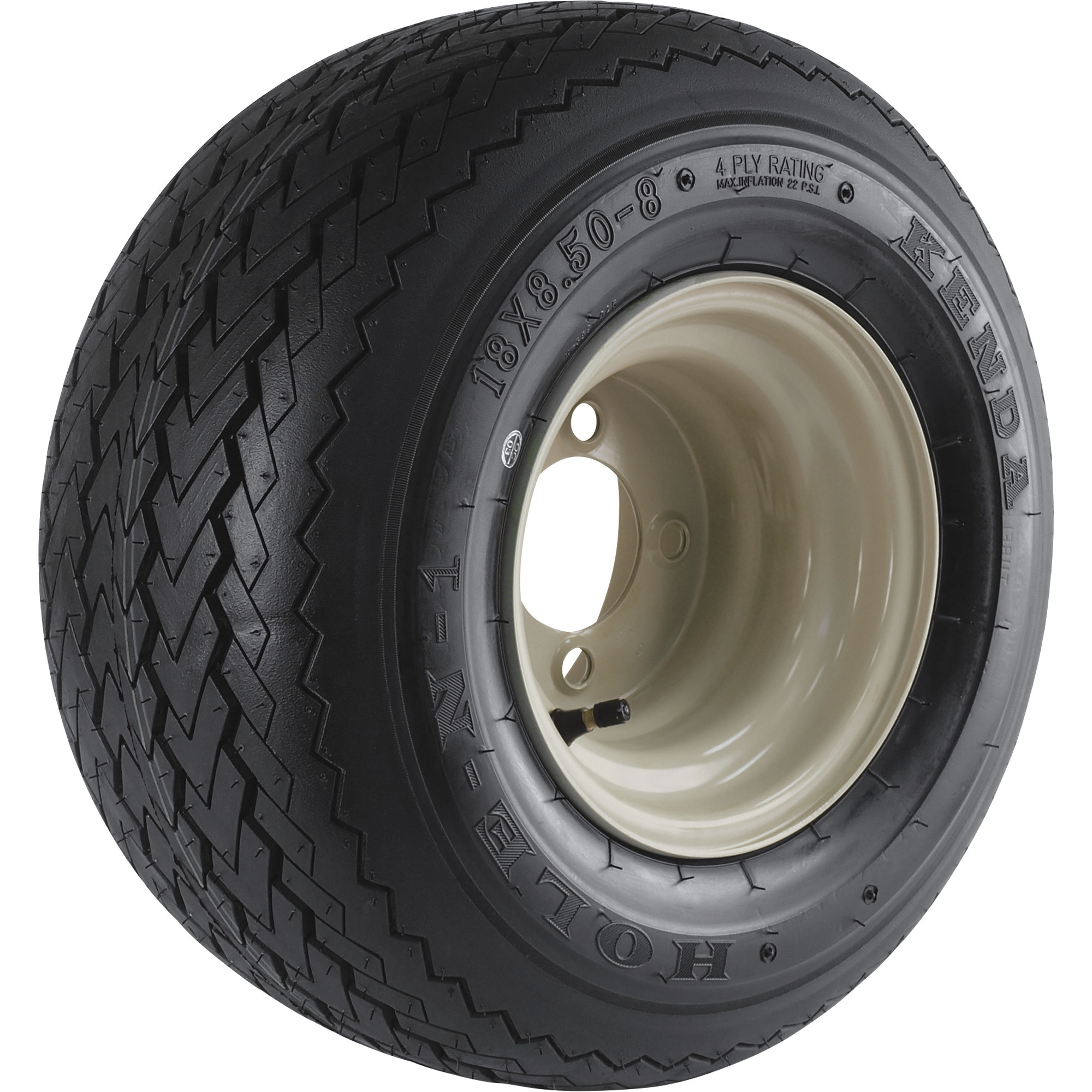 Kenda Golf Cart Hole-N-1 Wheel and Tire Assembly, 18 x 8.50-8, Sawtooth Bias Ply, Fits Yamaha Carts